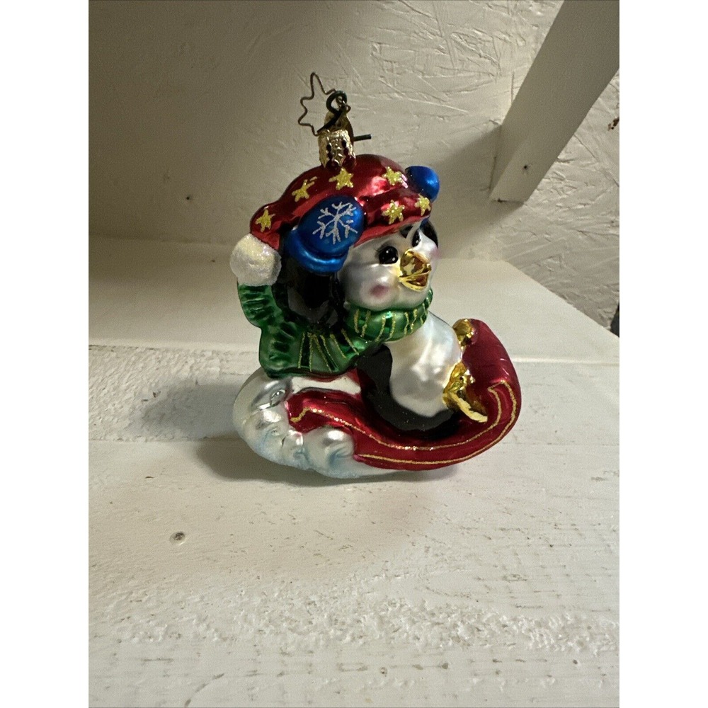 Christopher Radko " Penguin Plunge" Christmas Ornament -1998 Vintage Box & Tag